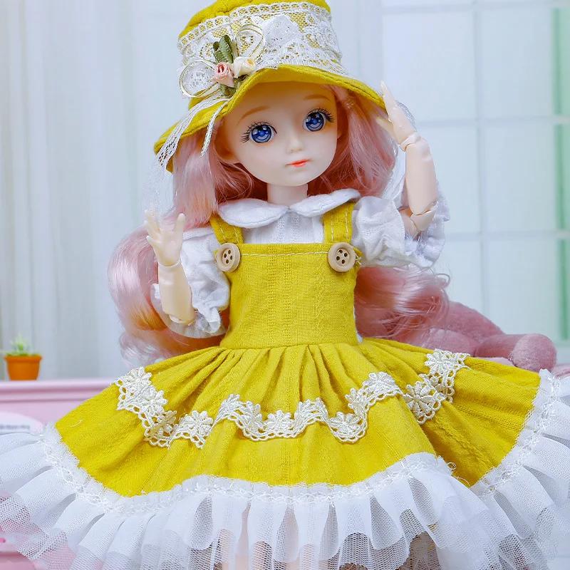 BJD Bebek ve Kıyafetleri Çoklu Çıkarılabilir Eklemler 30cm 1/6 3D Gözlü Bebek Kız Giydirme Doğum Günü Hediyesi Oyuncak
