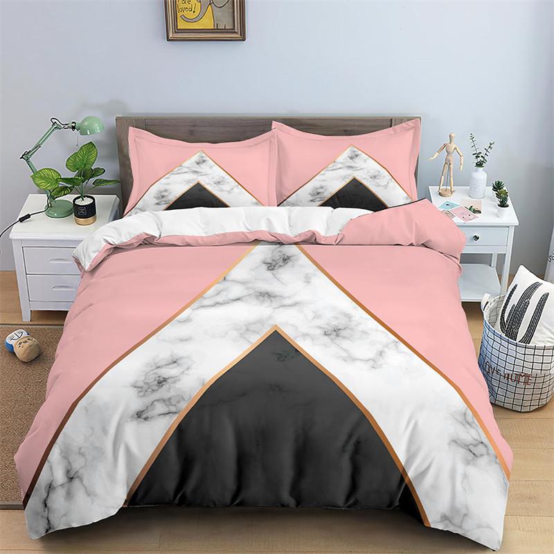 Luxury Black Marble Duvet Cover Set Queen/King/Full/Twin Size Bedding Set Geometric Black Marble Comforter Cover Set Men Women