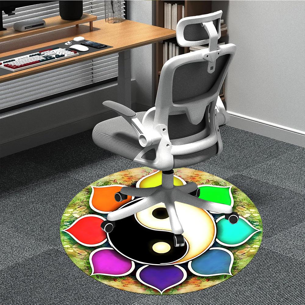 

1pc Yin Yang Symbol Chair Carpet for Office Non-Slip, Machine Washable Rug for Office, Room - Holiday Decor, Machine Made yy251016084 80cm by 80cm