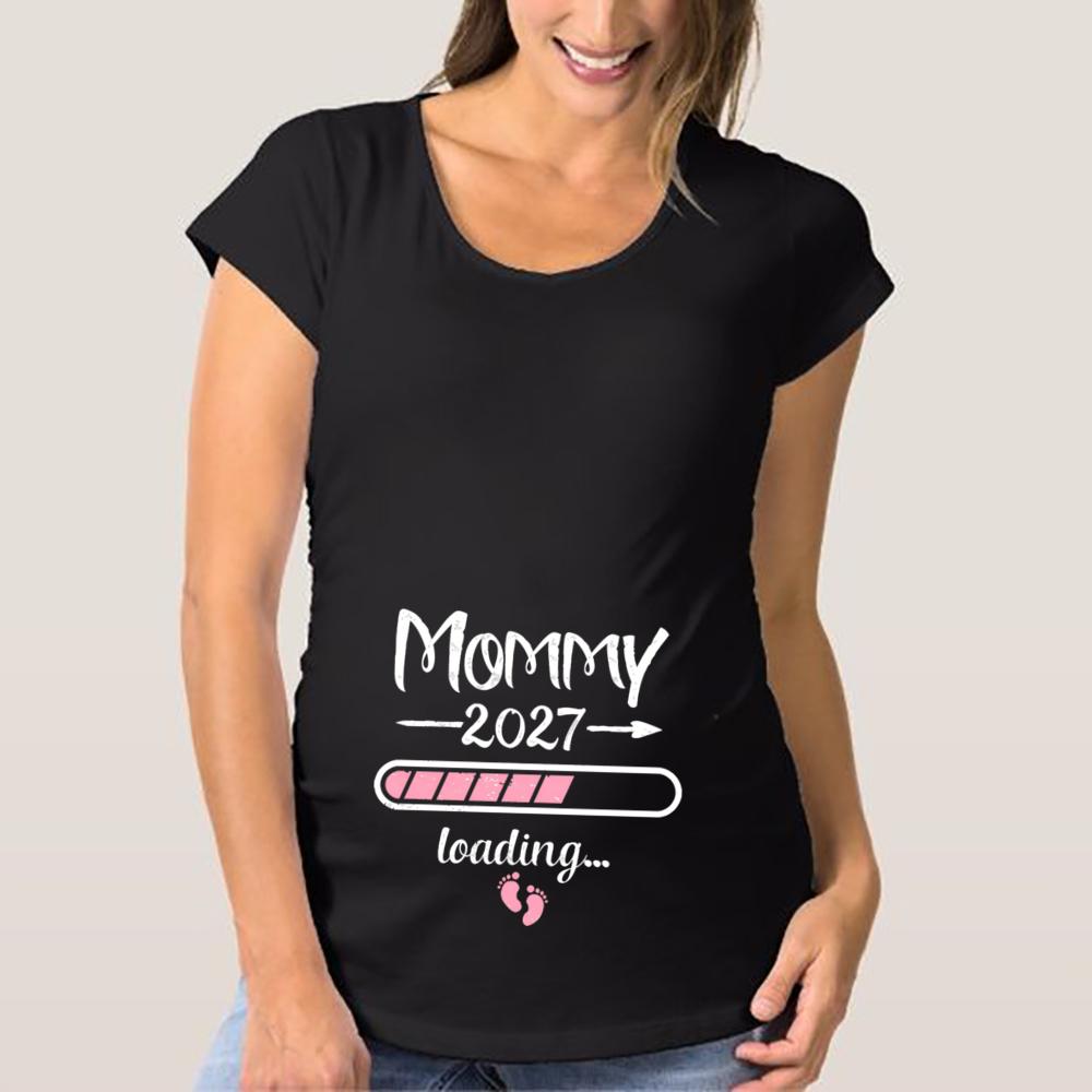 2027 New Cute Dad Mom Baby Printed Couple Maternity Tshirt Pregnancy Announceunisext Shirt Couple Pregnant Tshirt Clothes