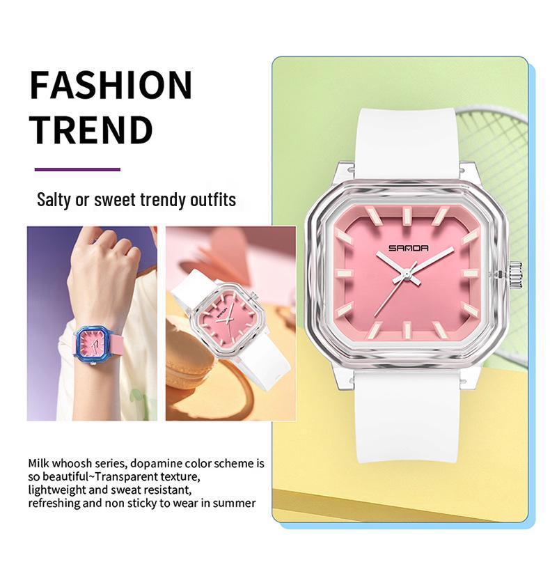 Sanda Colorful Minimalist Student Quartz Watch with 3D Scale and Waterproof Design