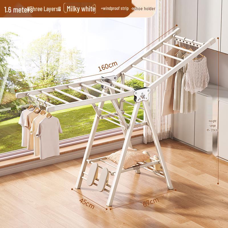 Adjustable Foldable Clothes Drying Rack for Indoor/Outdoor Use - Ideal for Bedroom, Balcony, and Baby Items.