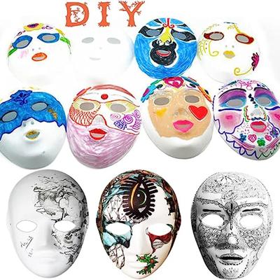 Μάσκες ολόκληρου προσώπου Paper Blank White Halloween Cosplay Cat Diy Paintable Ζευγάρι Half Animal Mache Party
