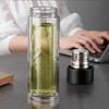 Double Wall Glass Tea Cup Insulated 500ml Magnetic Glass Tumbler Stainless Steel Filter with Tea Infuser Glass Water Bottle