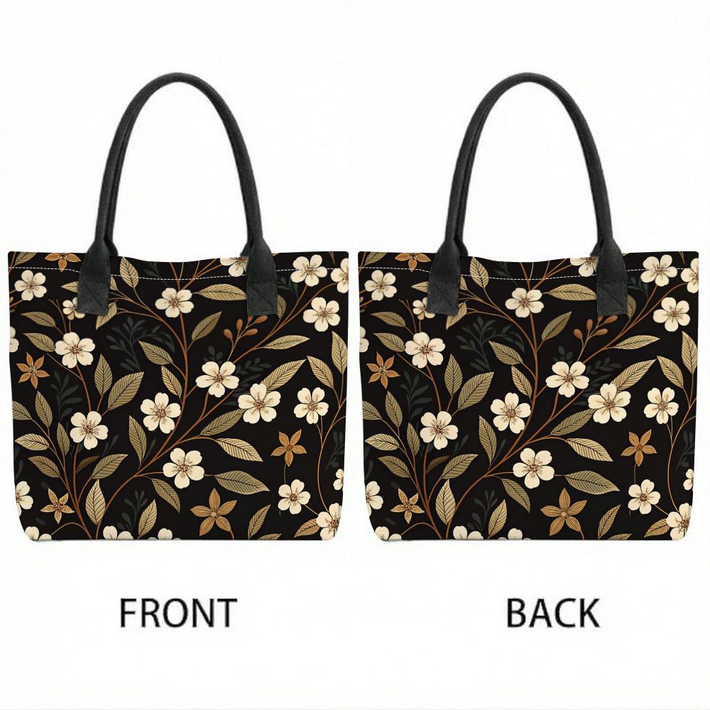 Vintage Floral Print Tote Bag Stylish Casual Daily Carry Handbag for Women