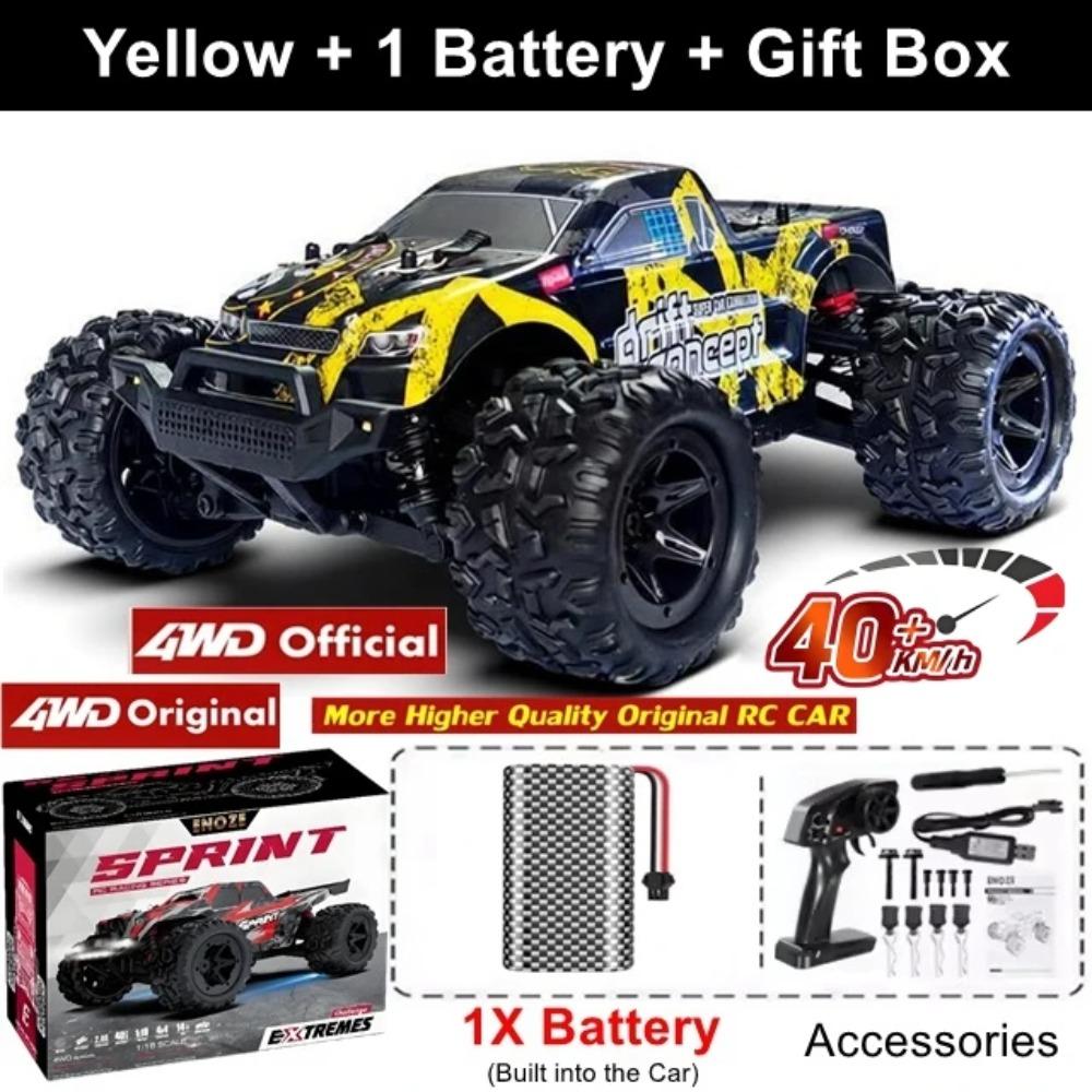 Remote Control Car 4X4 Off Road Monster Truck All Terrain RC Cars 40KPH High Speed 4WD Electric Vehicle Toy Gift for Kid Adult