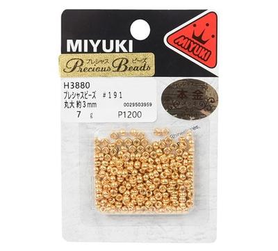 Miyuki Precious Beads, Large Round, 3mm, #191, Real Gold Plated, H3880