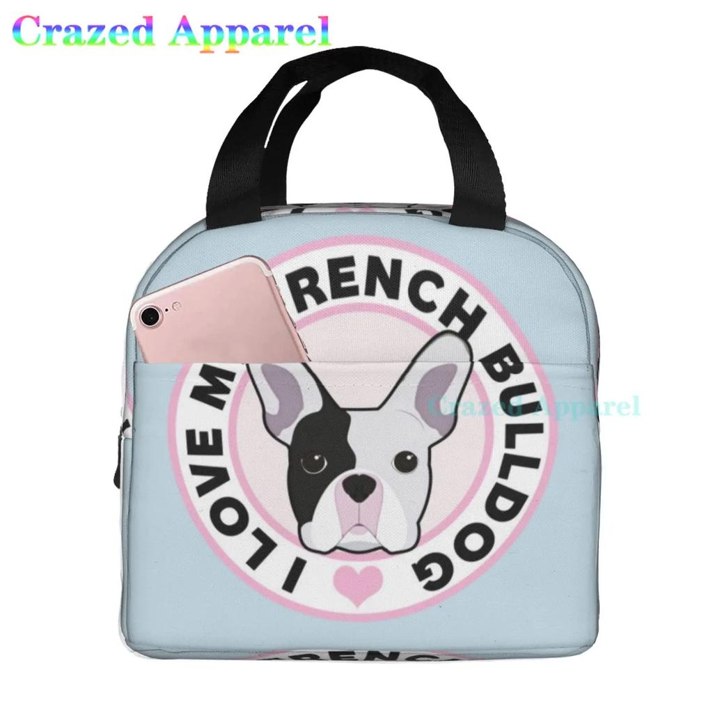French Bulldogs Dog Insulated Lunch Bag for Women, Men, and Kids, Large and Reusable, Handle, Freezable Work and School Travel