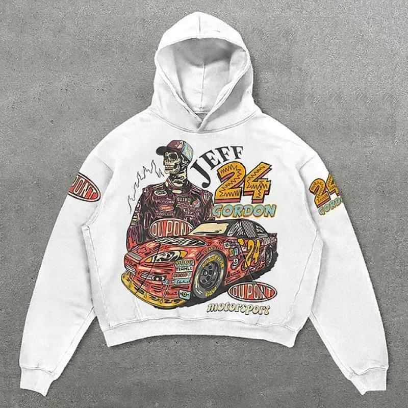 Street Trendy Brand Skull Pullover Sweater Digital Printing Casual Loose Hooded Sweater
