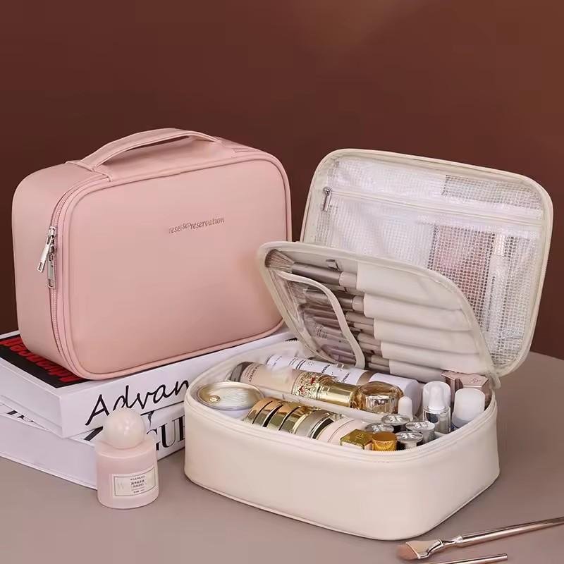 New Women's PU Leather Cosmetic Bag Portable Storage Bag Large Capacity Luxury Makeup Bag Travel Organizer Toiletry Bags