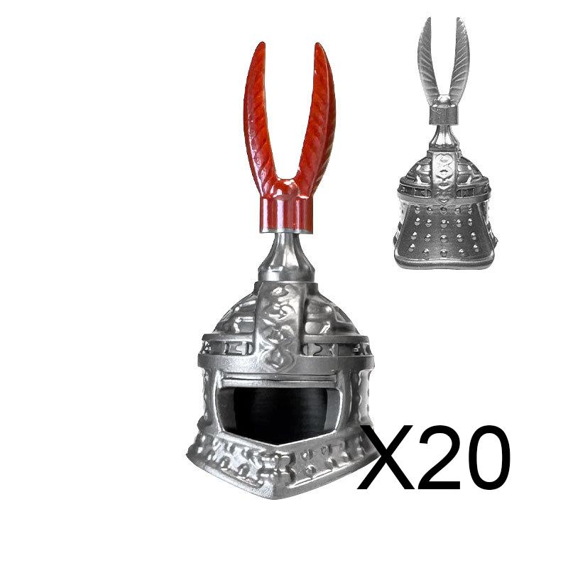MOC Medieval Castle Knight Figures Waffen Accessories Flame Helmet Shoulder Armor Sword Toy