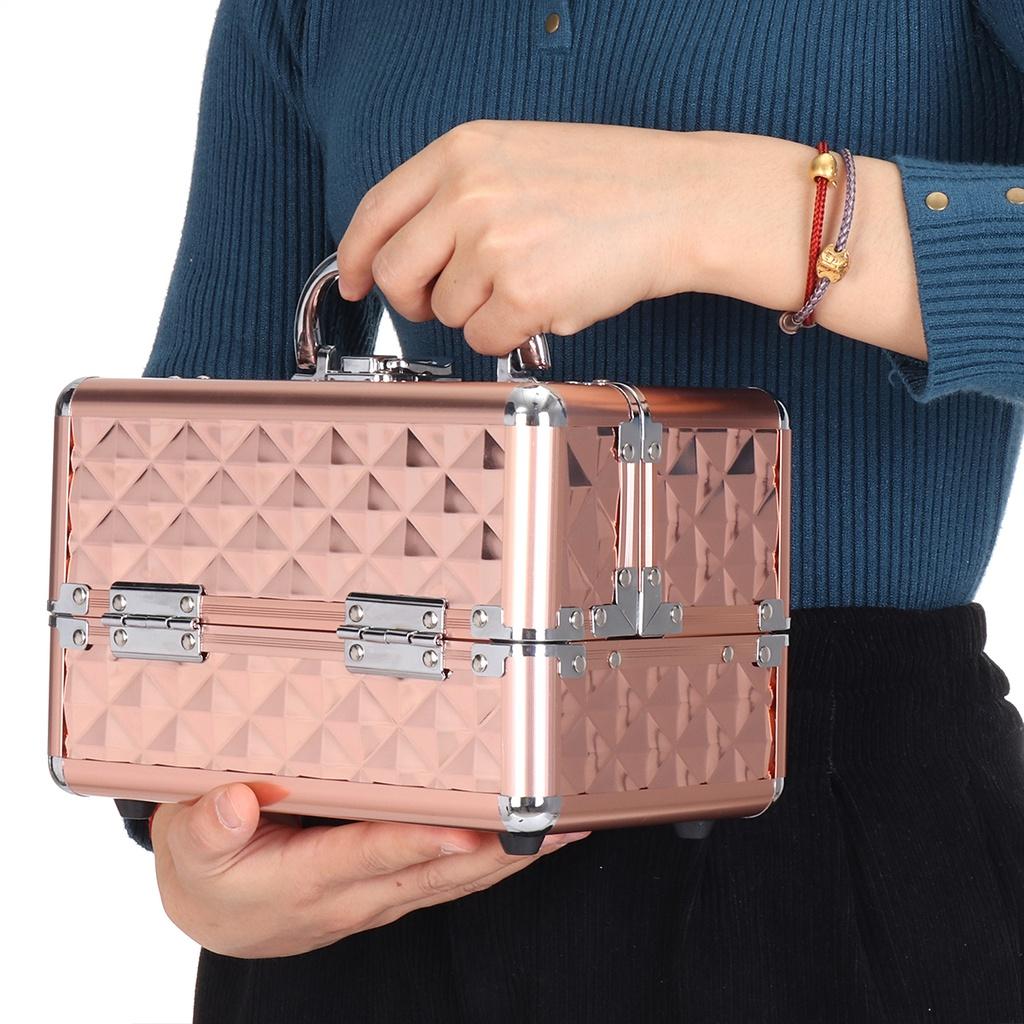 Professional Portable Cosmetic Bag Suitcases Cosmetics Large Capacity Women Travel Makeup Bags Box Manicure Cosmetology Case 9 x 6 x 6 inchesinches