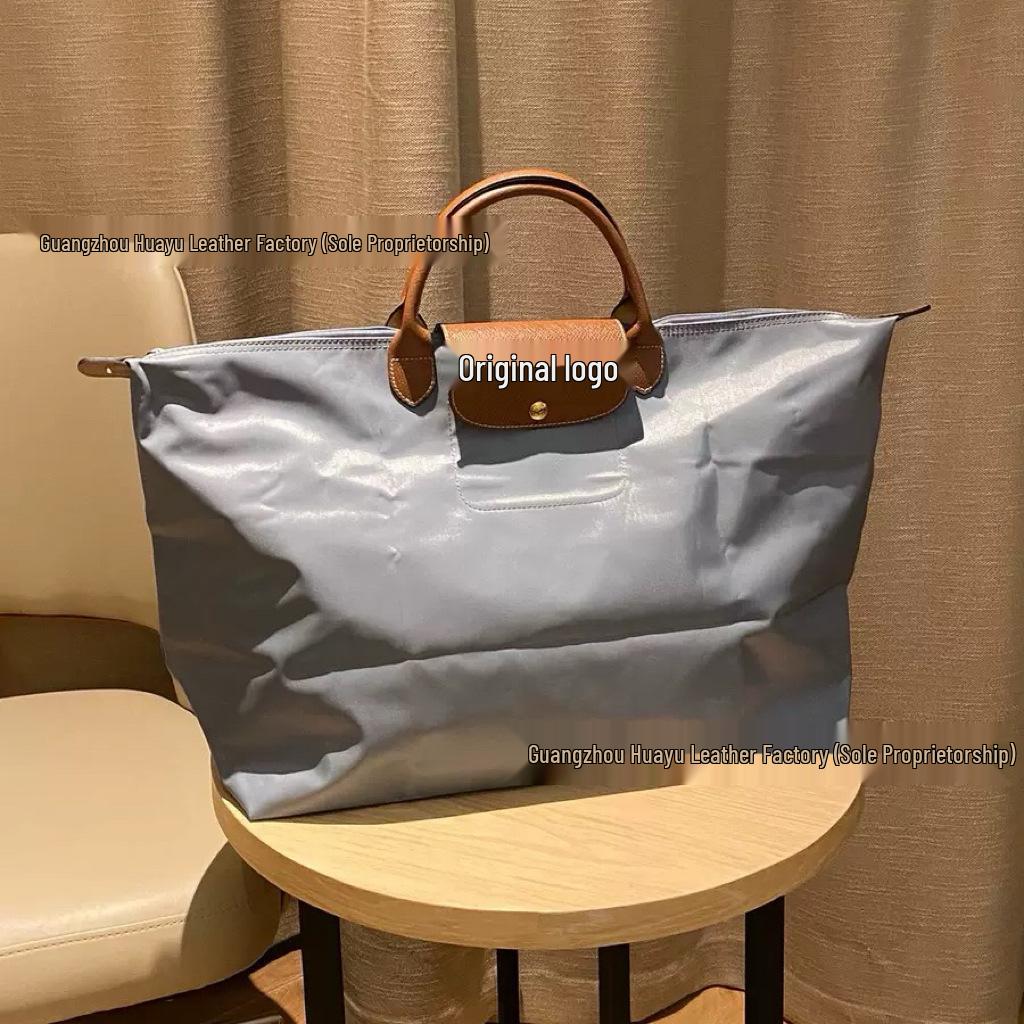 High-Quality Dragon-Inlaid Cowhide Travel Bag: Large, Lightweight, Waterproof Nylon Shoulder Handbag