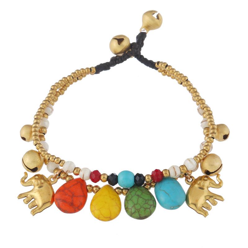 Vintage Elephant Bracelet Tibetan Exotic Bohemian Double Layer Braided Copper Hand Rope Female Niche Personality