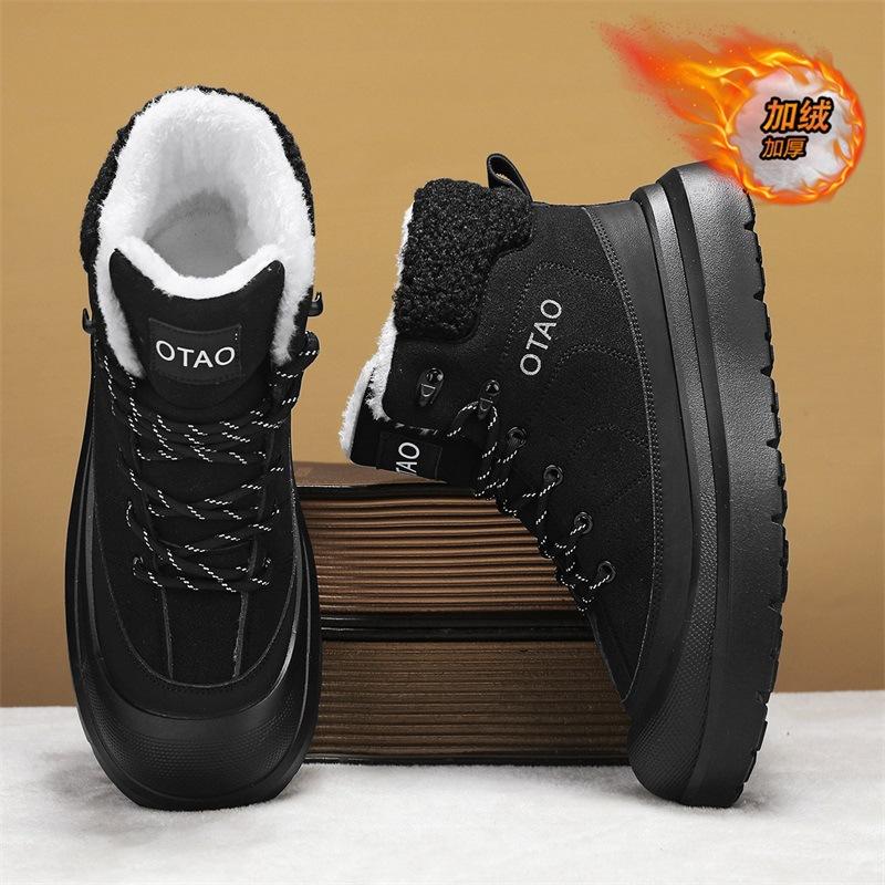 High-top winter velvet thickened warm cotton shoes with integrated fur outdoor waterproof and non-slip Martin boots