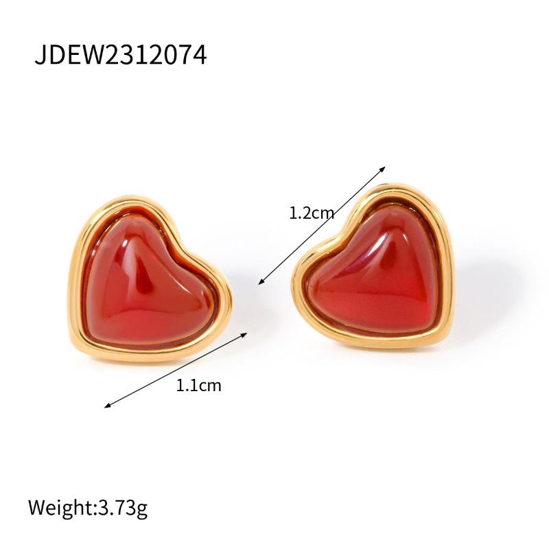 Stainless Steel Red Agate Heart-shaped Necklace, High-end Pendant Earrings, Exclusive Ring