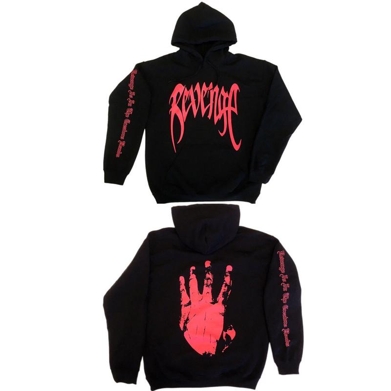 

Чоловічий Модний Вільний Светр REVENGE З Англійським Написом З Капюшоном S-XXL L чорний
