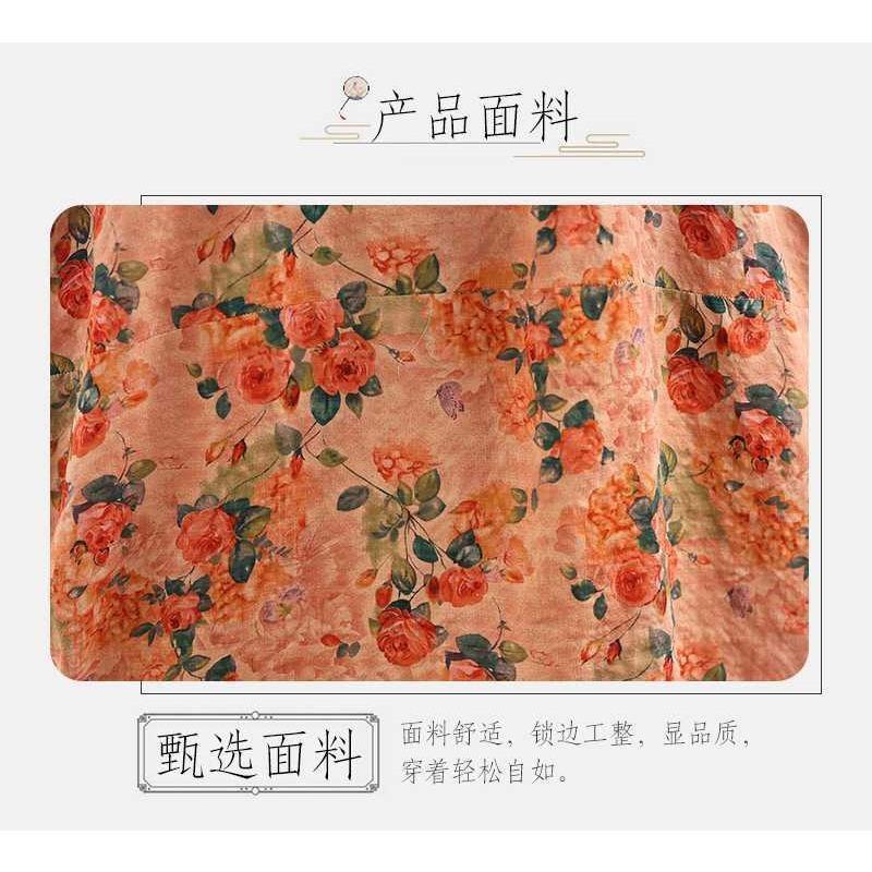 2025 Vintage Printed Round Neck Long Sleeve Patchwork Loose Plus Size Long Dresses