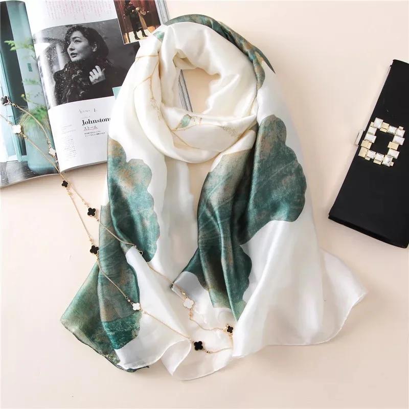 180*90cm Luxury Brand Ladies Spring Summer Long Silk Scarf Shawl Digital Painted Shawl Gogh Oil Painting Lady foulard bandanna
