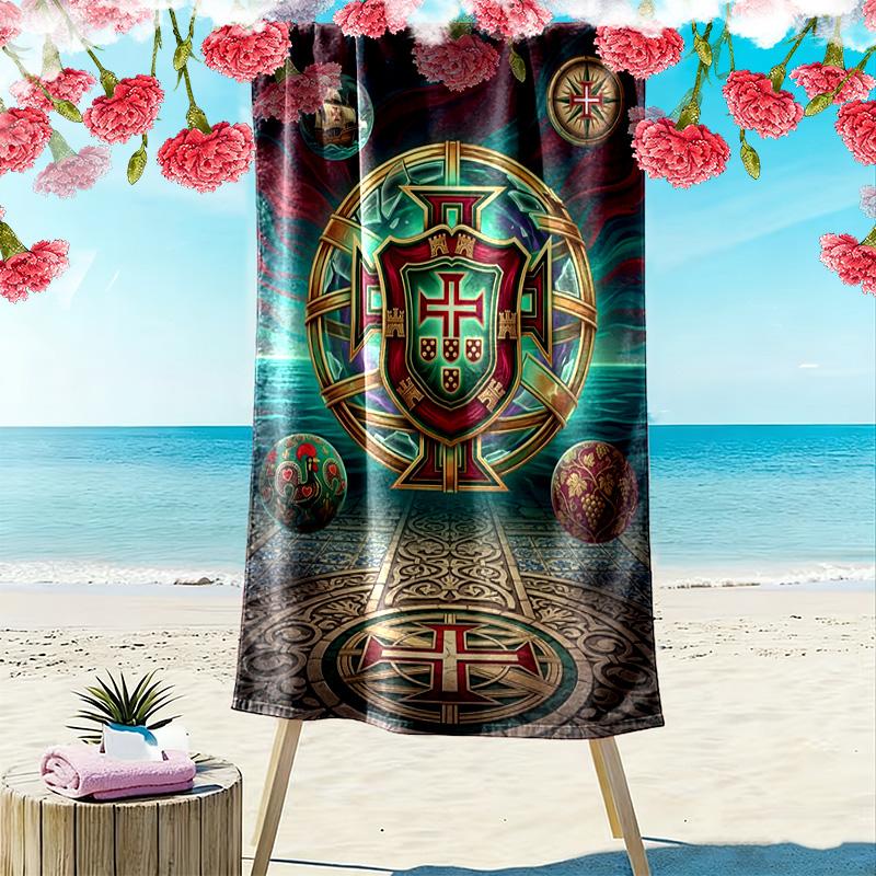 Portugiesisches Erbe Emblem Strandtuch weich Outdoor Camping Schwimmen Handtuch für Außenpool schnell trocknend Handtuch für Reisen und Urlaub Stranddruck