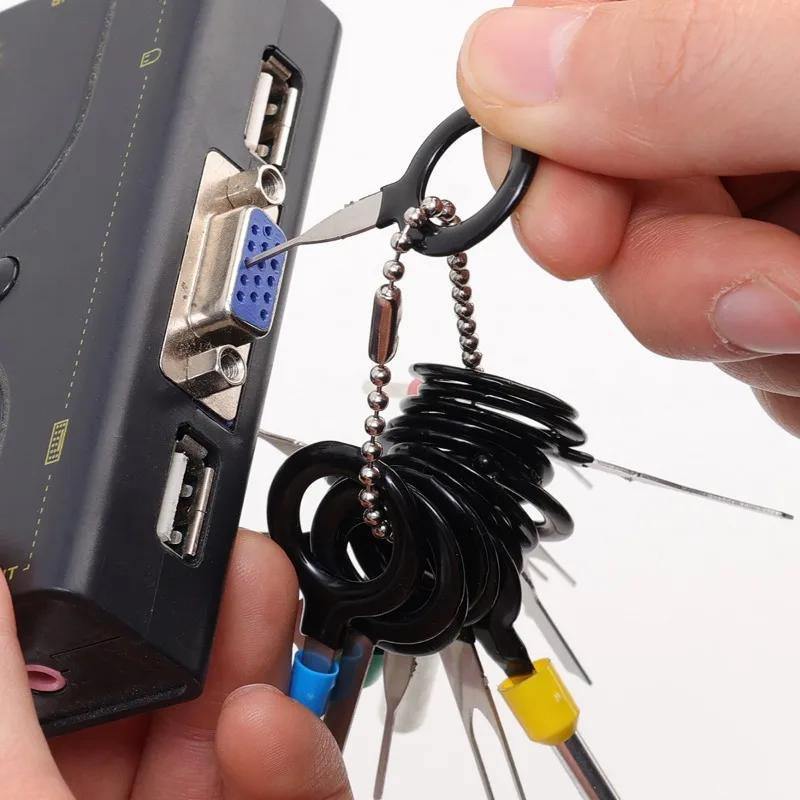 

Инструмент для извлечения контактов автомобиля 18/26 шт. Набор эжекторов Инструмент для удаления клемм Обжимной соединитель для проводки Съемник штекеров Ремонт Ручной инструмент Аксессуары 21pcs