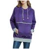 Fashion Women's Solid Big Pocket Long Sleeves Hooded Sweatshirt Blouse Tops
