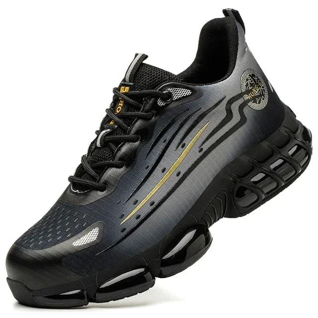 

Men s Safety Shoes Air Cushion Work Boots Safety Steel Toe Shoes Slip-Resistant Puncture Proof Lightweight Protective Shoes 46 чёрный