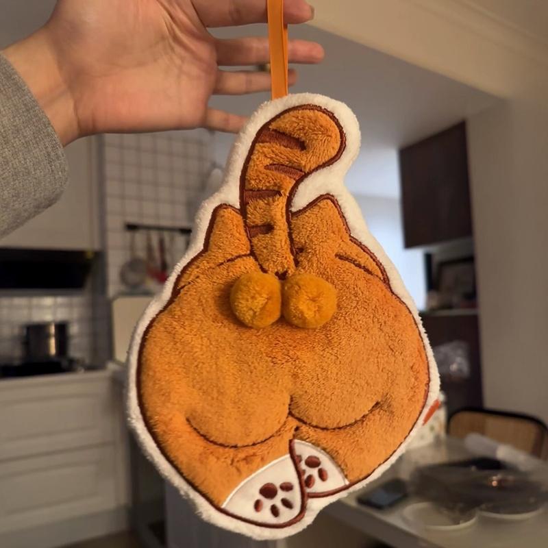 Funny Cat Hand Towel Cute Hanging Towel for Bathroom Kitchen Wipe Cloth Absorbent Cleaning Cloth Accessories Kids Towels