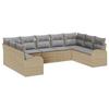 VidaXL Ensemble de Canapé de Jardin 9 Pièces avec Coussins Beige Poly Rattan 3346200