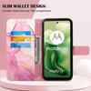 For Motorola Moto E14 4G/G04 4G/G04s 4G/G24 4G Leather Case with Shoulder Strap Marble Pattern Phone Stand Cover