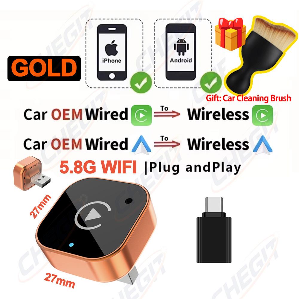 

[Gift]2026 Mini CarPlay Wireless Android Auto Adapter Type C Adapter AI Smart Box Intelligent System USB C for Wired CarPlay