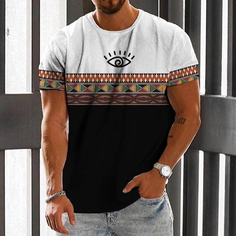 Men's Khaki USA Flag Ripped Print Short Sleeve Summer T Shirt