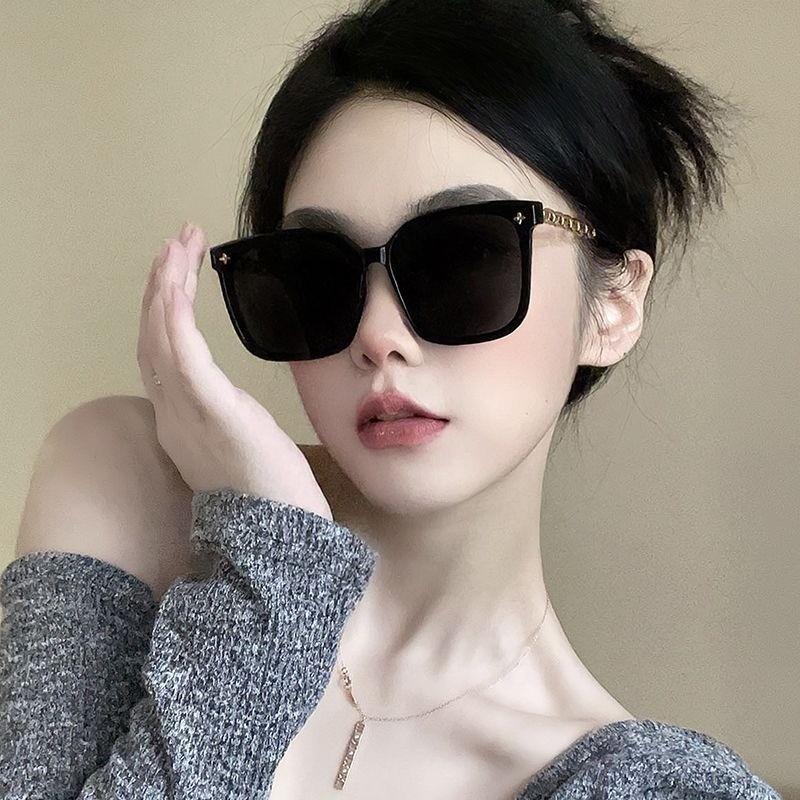 Korean Version Sunglasses Men Women Fashion Sunglasses Sunscreen Sunglasses Big Face Slimmer Look Anti-Ultraviolet Sunglass