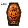 Spooky Fireplace Accents Vintage Halloween Wooden Table Decoration, Rustic Black Cat Ghost Skeleton Pumpkin Decorations Desktop Block Sign for