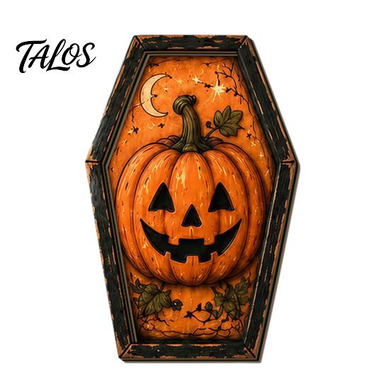 Spooky Fireplace Accents Vintage Halloween Wooden Table Decoration, Rustic Black Cat Ghost Skeleton Pumpkin Decorations Desktop Block Sign for