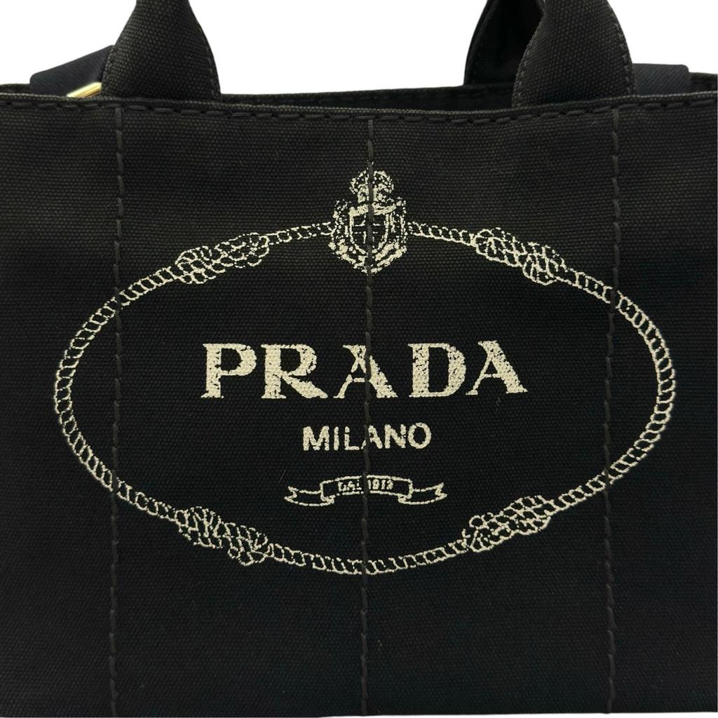 PRADA Canapa Handbag black Women 2-way triangle logo used