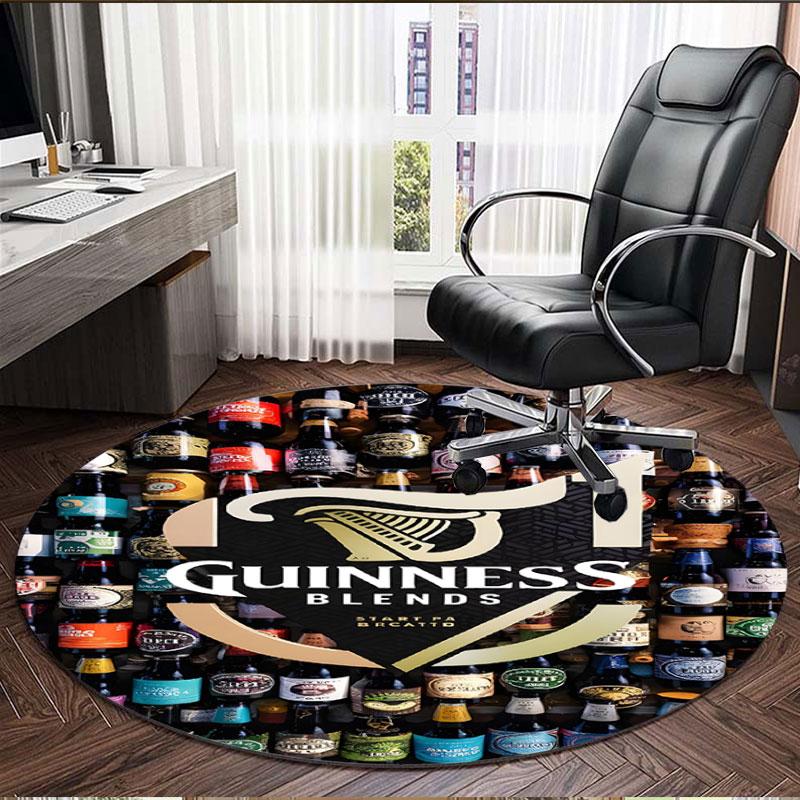 Guinness Draught Print Round Rug, Washable Floor Carpet, For Entryway Dorm Laundry Room Office Study, Home Decor Birthday Christmas Gift