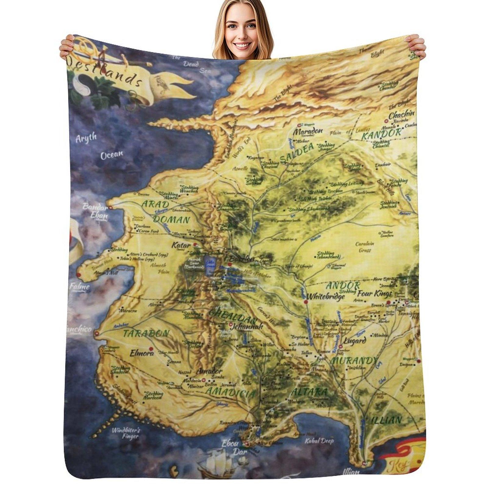Fantasy Wheel of Time Map Throw Blanket Cozy Throw Blanket for Bed Sofa Chair Size: 75*100cm, Weight: 230 GSM