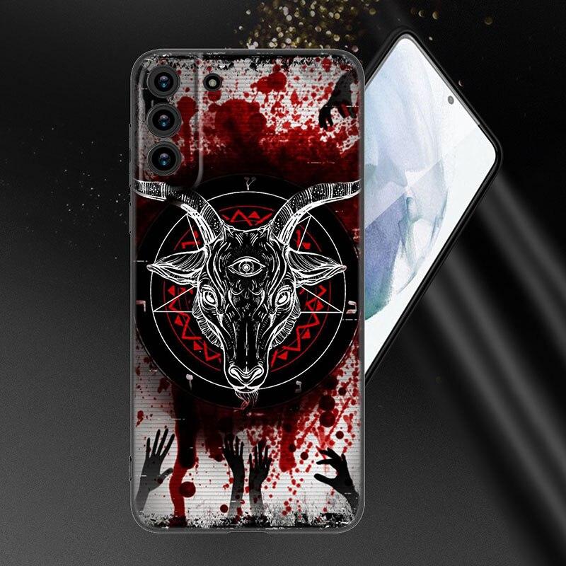 Pouzdro na telefon Satanic Scary Skull pro Samsung Galaxy S20 S21 FE S22 Ultra S10 Lite S10E S9 S8 Plus S7 Edge měkký TPU černý kryt