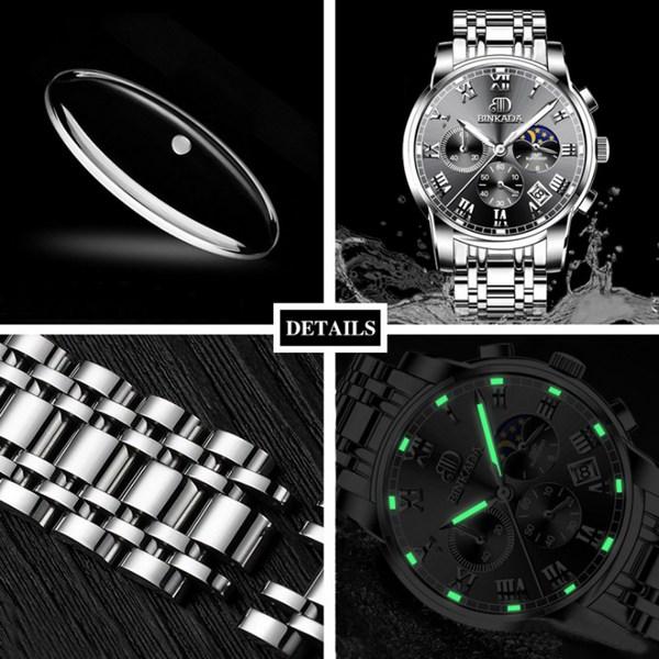BINKADA pánské kovové hodinky Pánské kovové hodinky kovové náramkové hodinky pánské luxusní hodinky kovové hodinky, oblíbené korejské hodinky