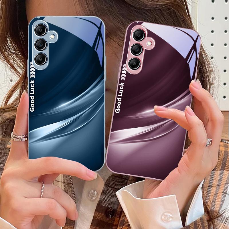 Lucky Gradient Ripple For Samsung Galaxy A14 4G 20 30 52 20S 21S 22 32 33 34 42 50 51 53 54 70 71 72 73 5G Glass Phone Case