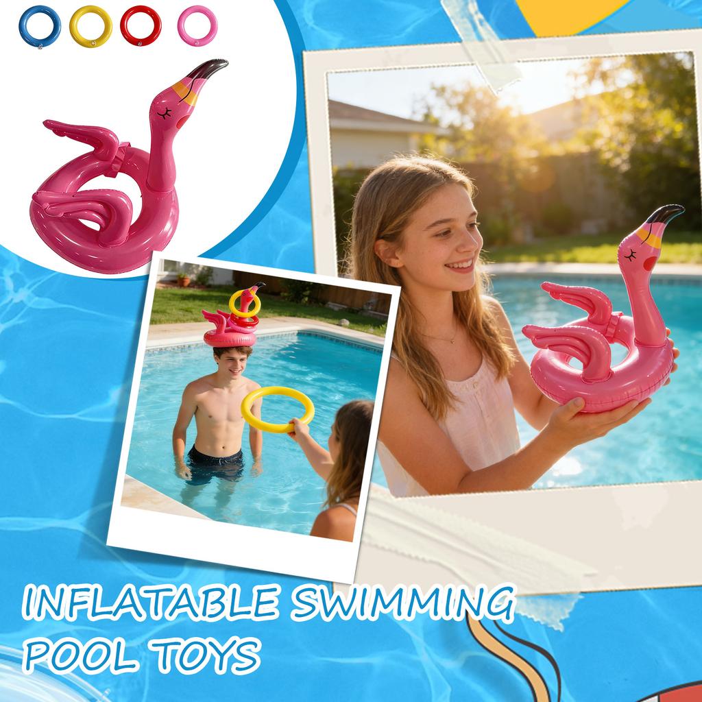 Pool Set - Inflatable Pool Toy with 4 Rings for Kids and Adults