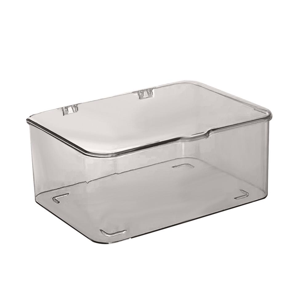 

Acrylic Desktop Mask Storage Box Transparent Dust-proof Sundries Organizer Large Capacity with Cover Cosmetic Storage Case сірий
