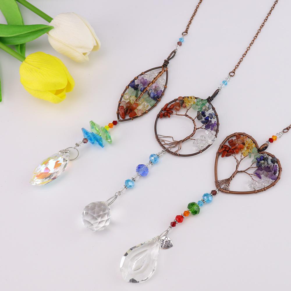 Seven-Color Tree of Life Sun Catcher 3-Piece Set - Home and Garden Hanging Ornament T119