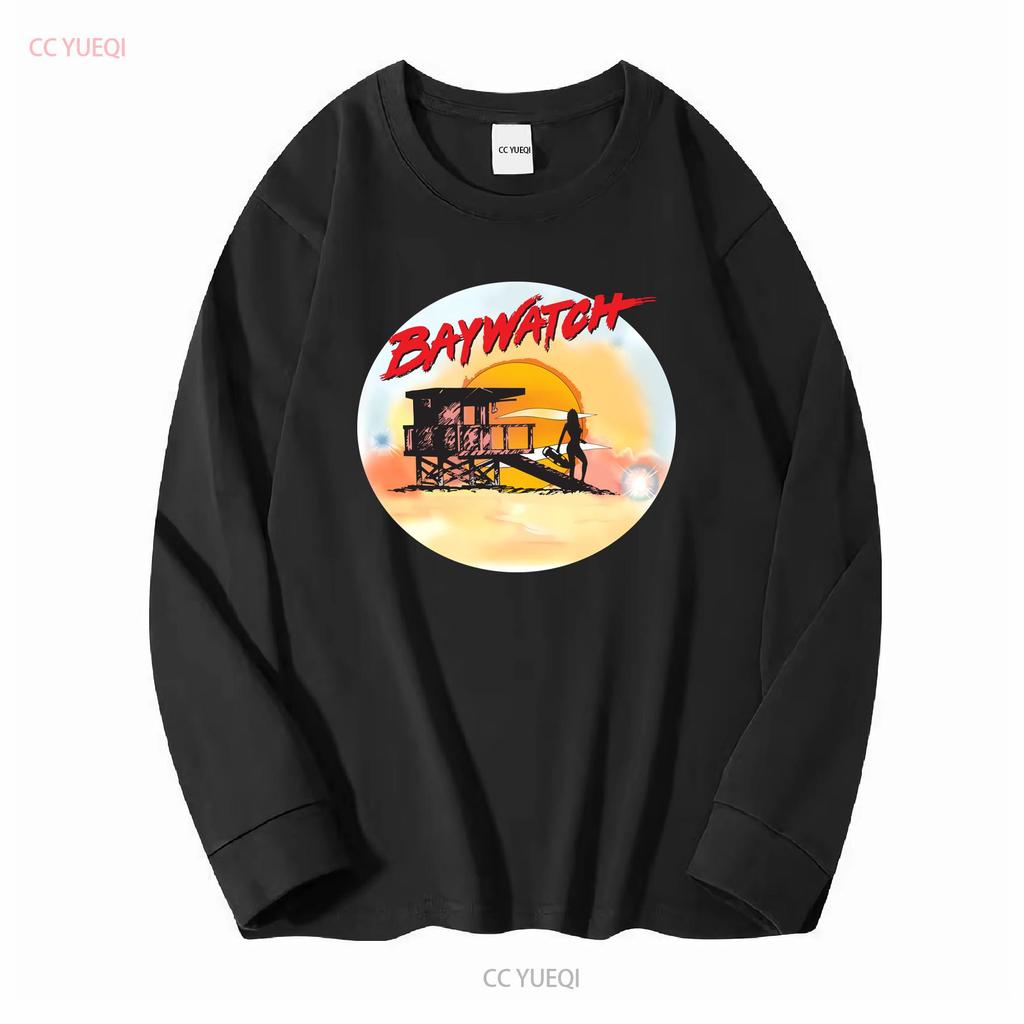 Baywatch Airbrush White Adult T Shirt Vintage Washed Top For Everyday Wear Stretched Stylish Casual Unisex Slightly