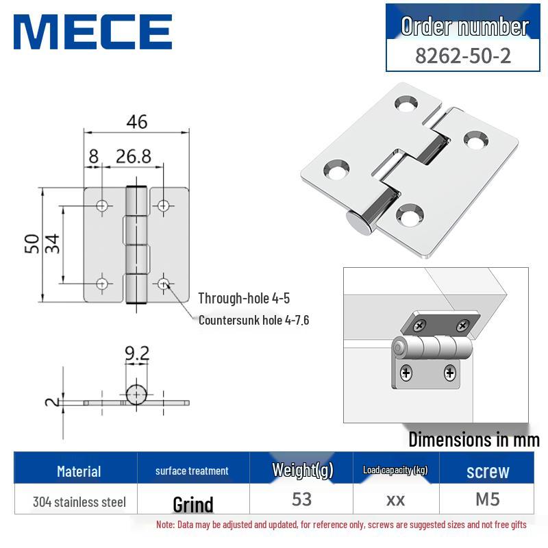 Thickened Stainless Steel Small Hinge for Folding Cabinet, Window, or Wooden Box with Lotus Leaf Design.