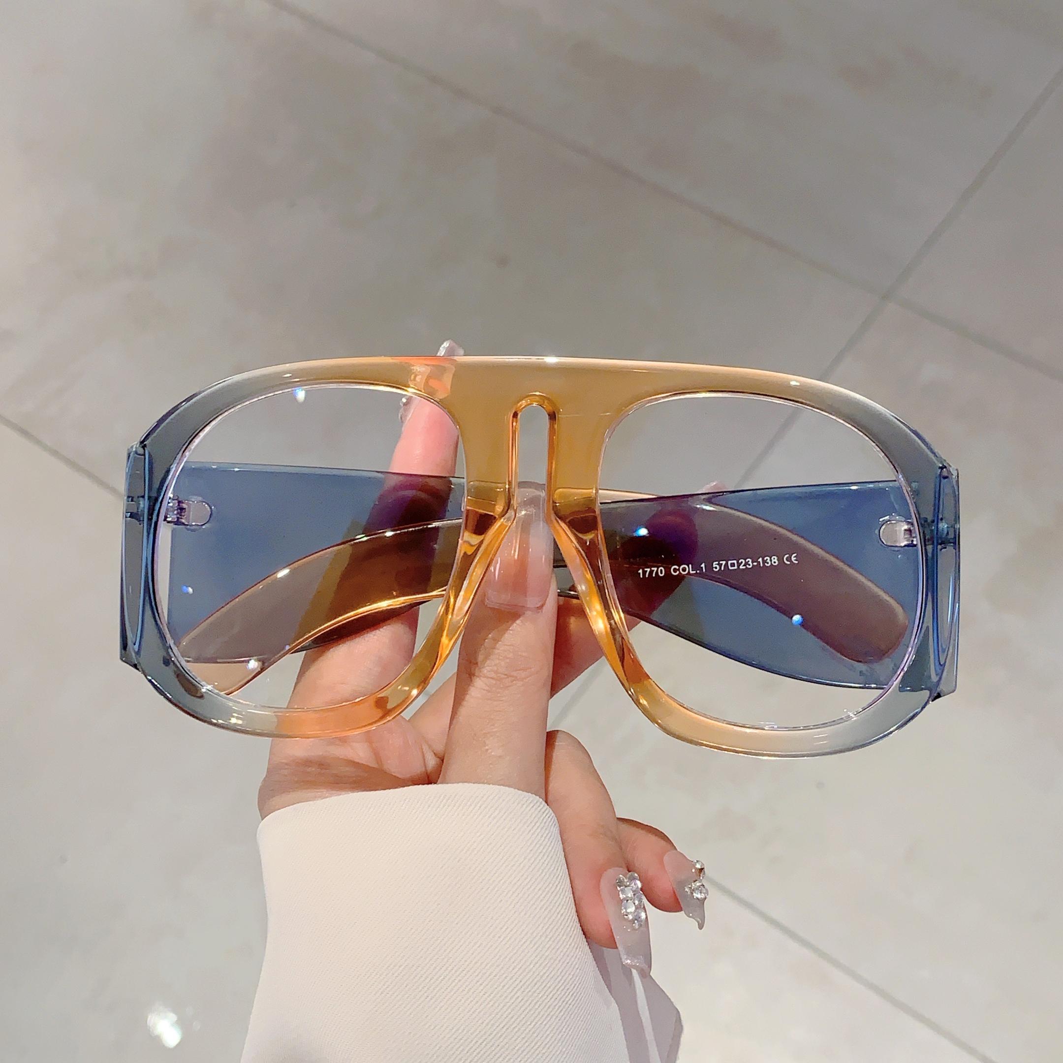 Attractive Glasses Women's Red Kammpt Oversized Round Glasses 2024 New In Blue Light Blocking Eyewear Ins Trendy Brand Design Non-Prescription Eyeglasses