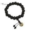 Women Bracelet Wooden Bead Vintage Jewelry Copper Bangle Coin Pendant for Unisex