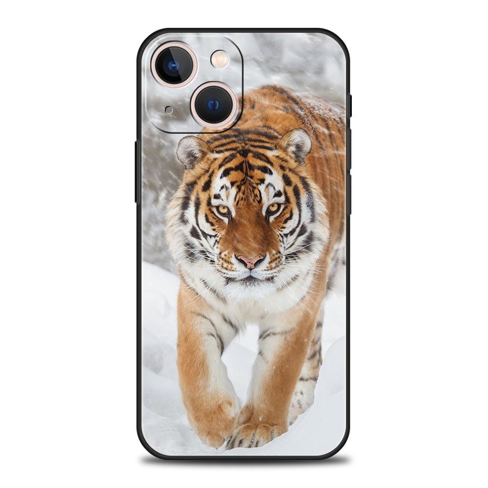 Tiger Leopard Fashion Phone Case For iPhone 17 16 15 Pro Max 11 12 13 14 7 8 Plus SE 2020 X XR XS Cover Soft Black