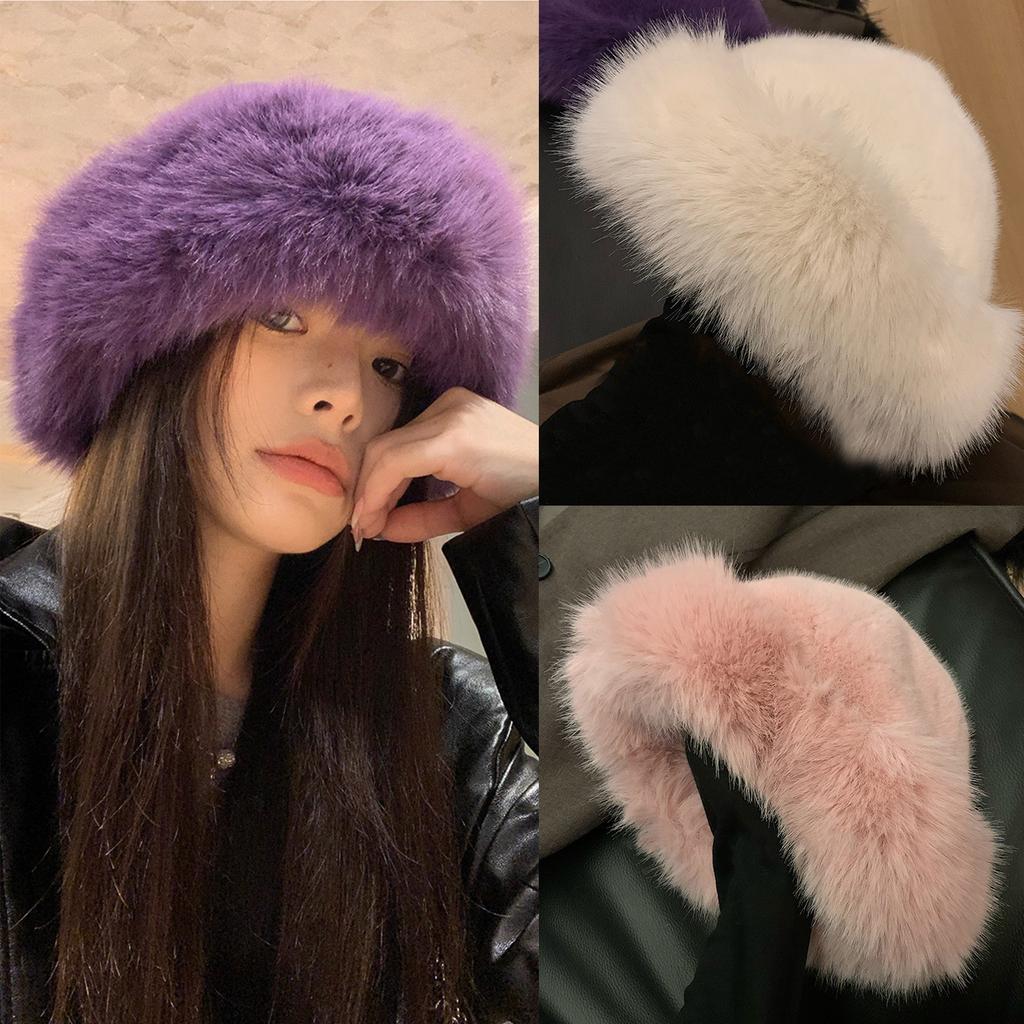 Mongolian Wide Brim Bucket Hat Winter Fisherman Hat Thicken Plush Fisherman Hat for Adult Teens Keep Warm Commute Hat
